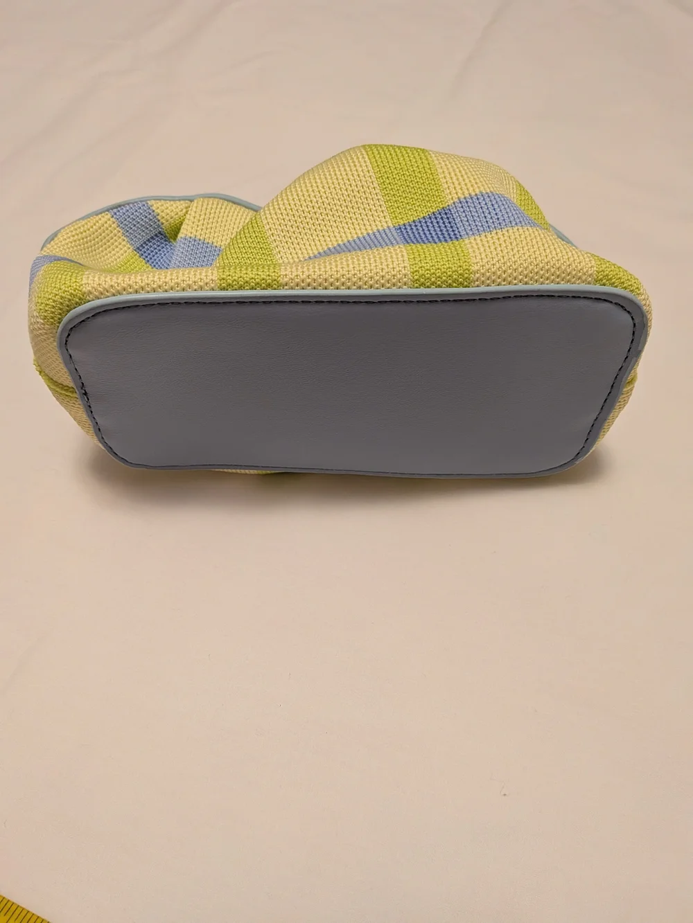 Neiman Marcus Light Blue, Pastel Yellow & Soft Blue Plaid Cosmetic Pouch